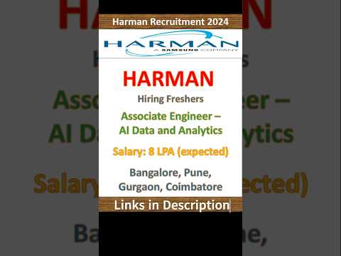 Harman Off Campus Hiring 2024 | Associate Engineer – AI Data and Analytics | Fresher Jobs | IT Jobs [Video]