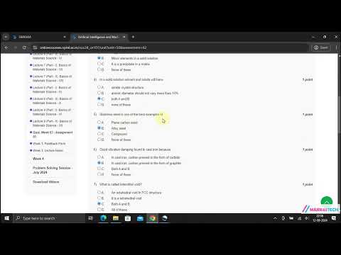NPTEL AI and Machine Learning in Materials Engineering Week3 Assignment3 Solved July 2024 [Video]