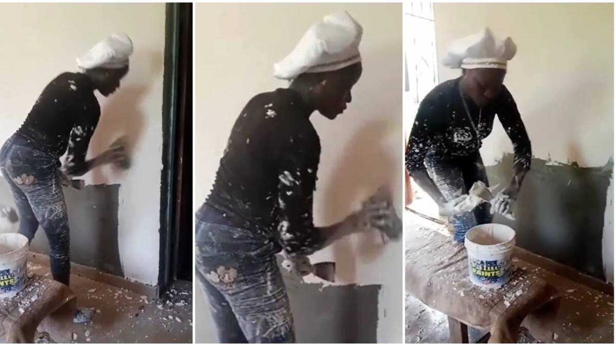 “She is Not Doing Hook Up”: Hardworking Nigerian Lady Who Works As Painter Shines in Viral Video