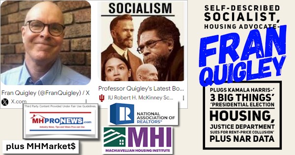 Self-Described Socialist Housing Advocate Fran Quigley Plugs Kamala Harris-3 Big Things Presidential Election Housing, Justice Department Sues for Rent-Price Collusion plus NAR Data; MHMarkets [Video]