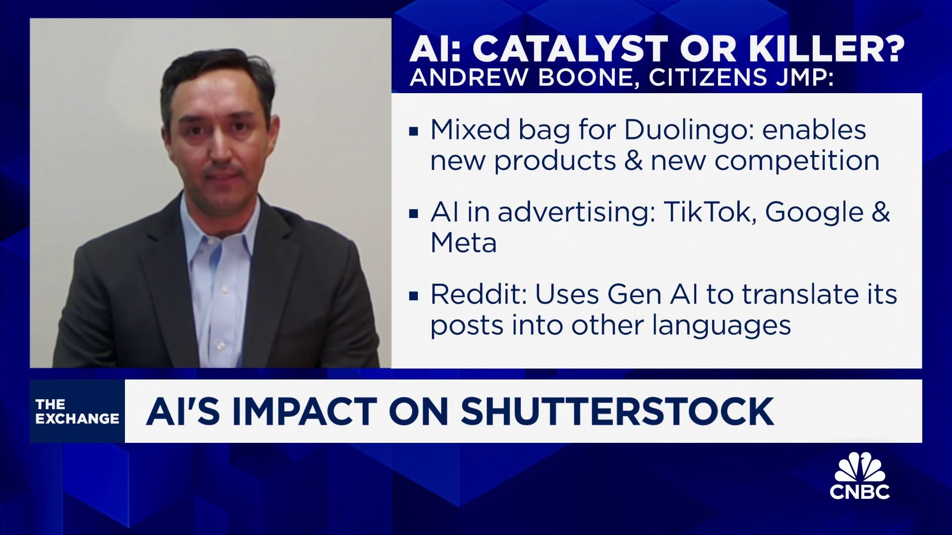 AI continues to be catalyst for Duolingo but ‘killer’ for Shutterstock: Citizens JMP’s Andrew Boone [Video]