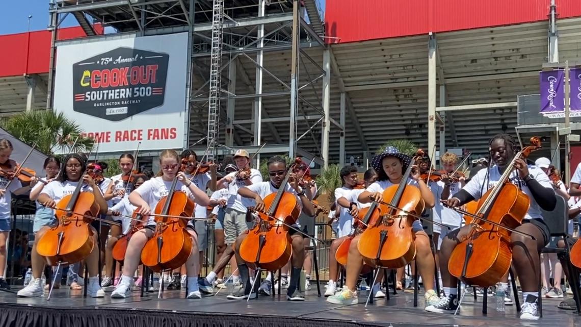 Blythewood High School Orchestra performs at NASCAR race [Video]