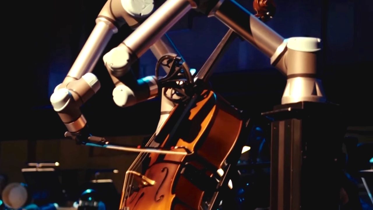 Cello Playing Robot Performs an Original Programmed Composition With the Malmo Symphony Orchestra [Video]