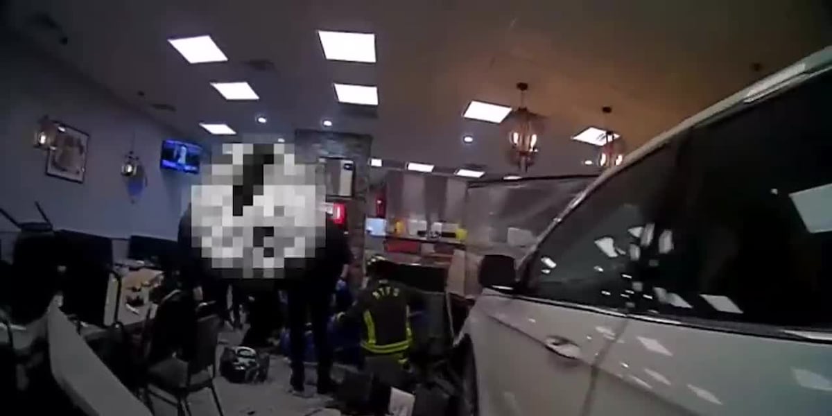 Teenager learning to drive crashes into restaurant [Video]