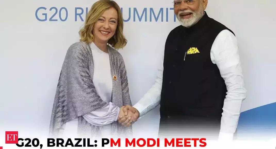 PM Modi meets with Italian PM Giorgia Meloni in Brazil, holds bilateral talk on sidelines of G20 – The Economic Times Video