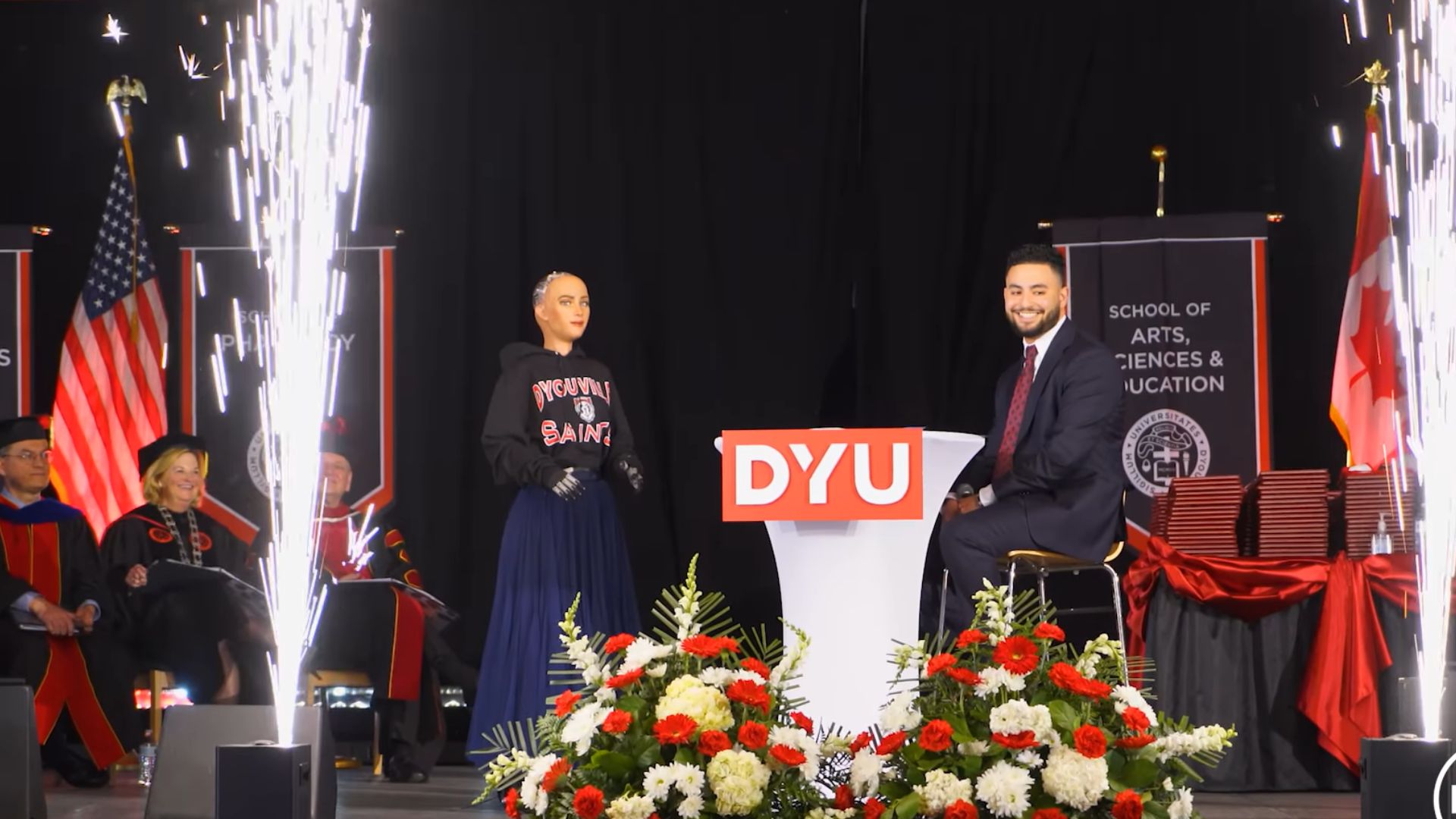 In a first, humanoid robot Sophia delivers commencement speech [Video]