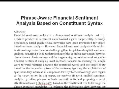 Phrase Aware Financial Sentiment Analysis Based on Constituent Syntax [Video]