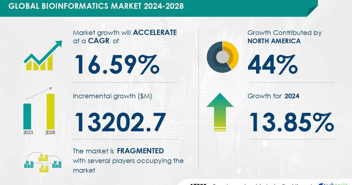 Bioinformatics Market to Grow by USD 13.2 Billion (2024-2028), Lower Genetic Sequencing Costs Drive Revenue, Report Highlights AI